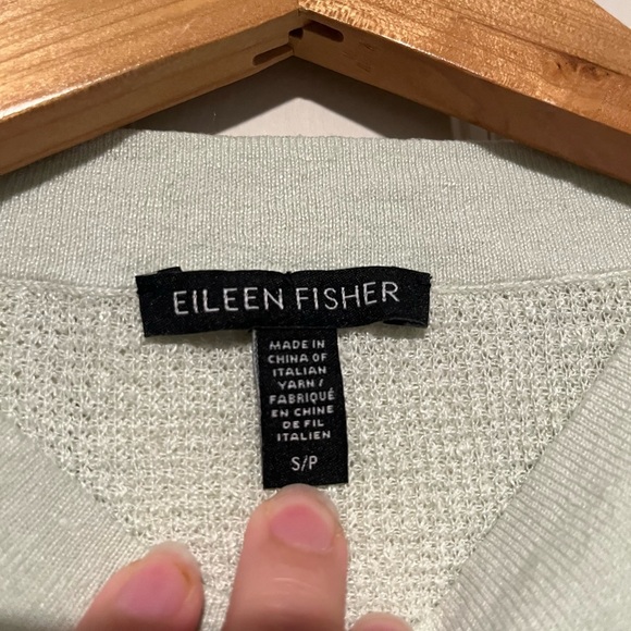 Eileen Fisher Mint Green Linen Blend Tunic Short Sleeve Knit Lightweight Sweater - Picture 3 of 4